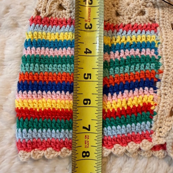 Micas NWT Crochet Rainbow Two Piece Set Lace Up Top & Shorts Size M - Picture 6 of 9
